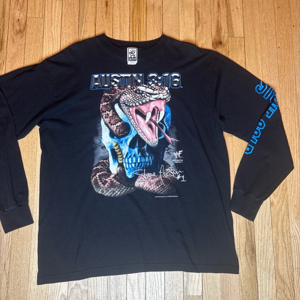 Vintage WWF Wrestling Stone Cole Steve Austin T-Shirt Long Sleeve 1999